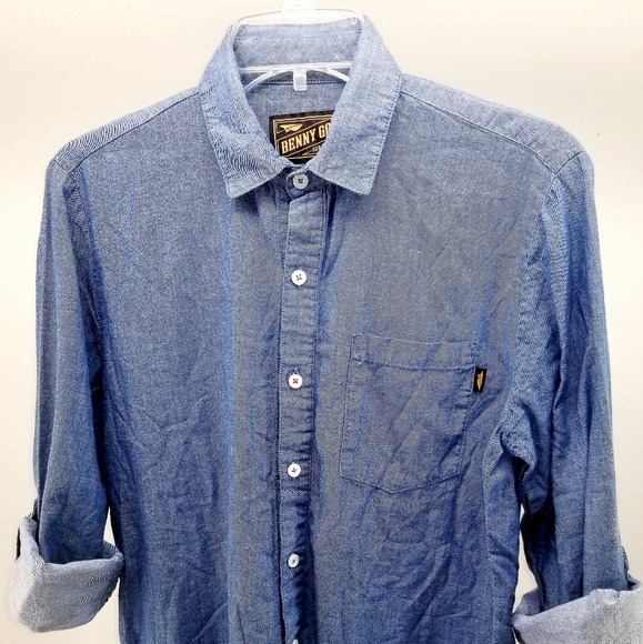 Men's Benny Gold Long Sleeve Blue Shirt - Picture 6 of 9